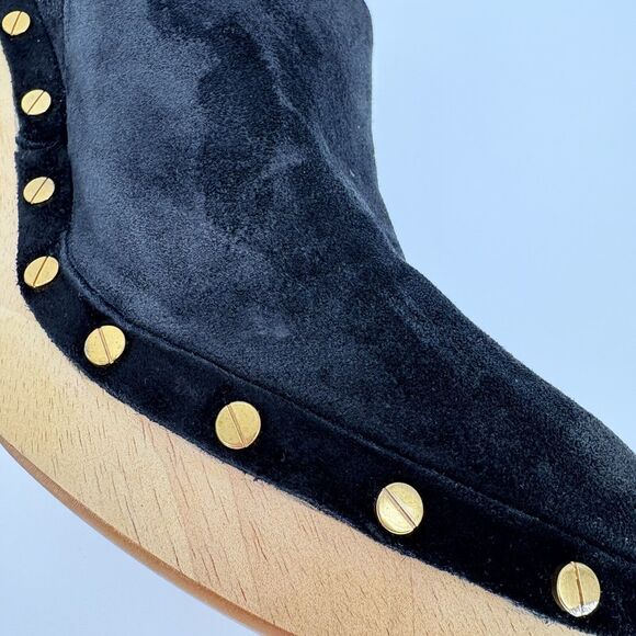 Veronica Beard Grita Black Suede Studded Heeled mules Slip On Clogs Size 9M - Picture 9 of 14